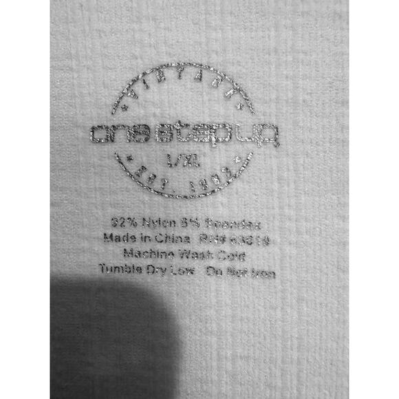 One Step Up White Long Sleeve Ribbed Square Neck Casual Chic Crop Top XL - Picture 3 of 6